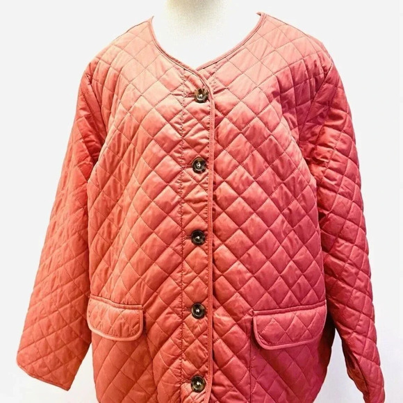 NWT CROFT & BARROW Women Button Down Quilted Orange Jacket Lightweight 2X - Picture 1 of 15